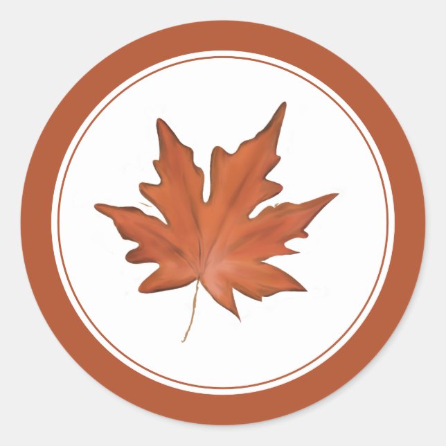 Sticker Rond Feuille d'érable simple rouge d'automne (Devant)