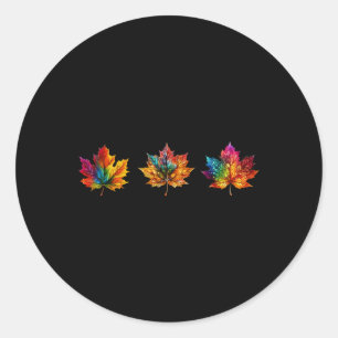 Sticker Rond Feuille d'érable Tie Dye Automne Feuilles de saiso