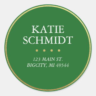 Sticker Rond Feuille d'or de Faux d'étiquette de adresse de