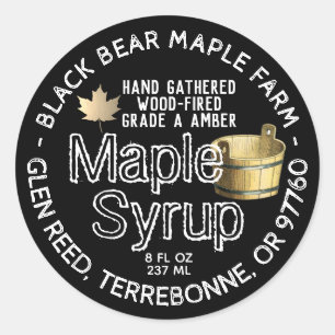 Sticker Rond Feuille d'or et seau en bois sirop d'érable à fibr