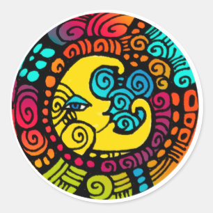 Sticker Rond Feuille lunatique d'autocollant de La Luna/lune