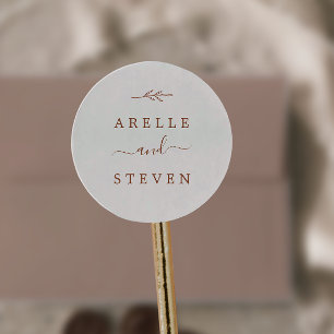 Sticker Rond Feuille minimale Boho Crème Mariage Enveloppe Ph