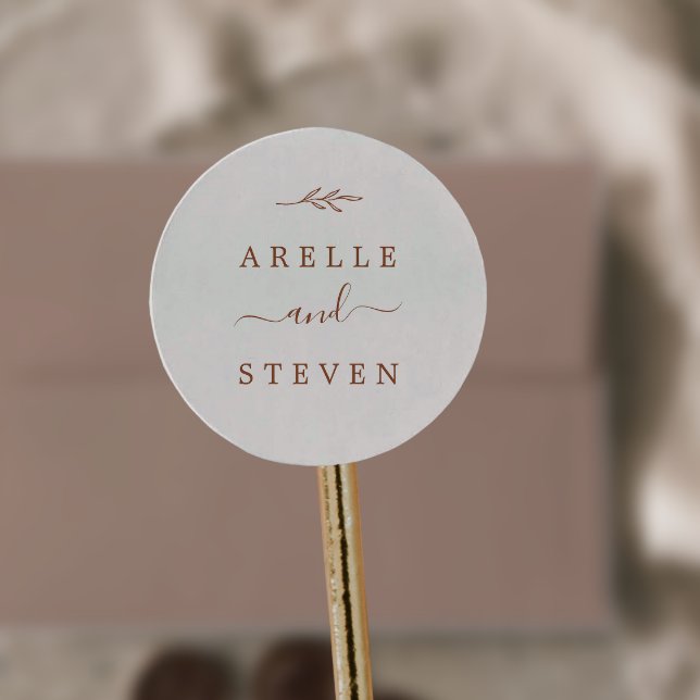 Sticker Rond Feuille minimale | Boho Crème Mariage Enveloppe Ph (Créateur téléchargé)