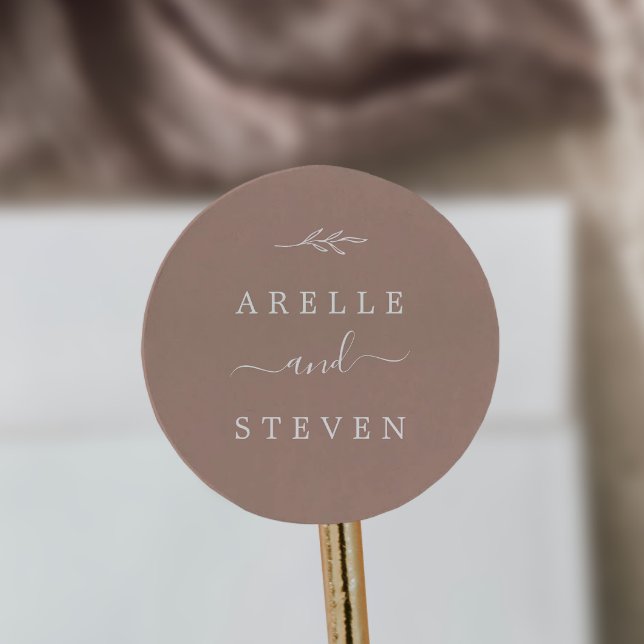 Sticker Rond Feuille minimale | Enveloppe Mariage neutre (Créateur téléchargé)