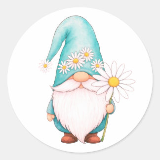 Sticker Rond Feuille ou Rouleau d'Autocollants de Gnome Adorabl