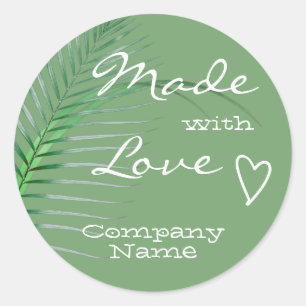 Sticker Rond Feuille Pastel Mint Green Palm Tree Fabriquée avec