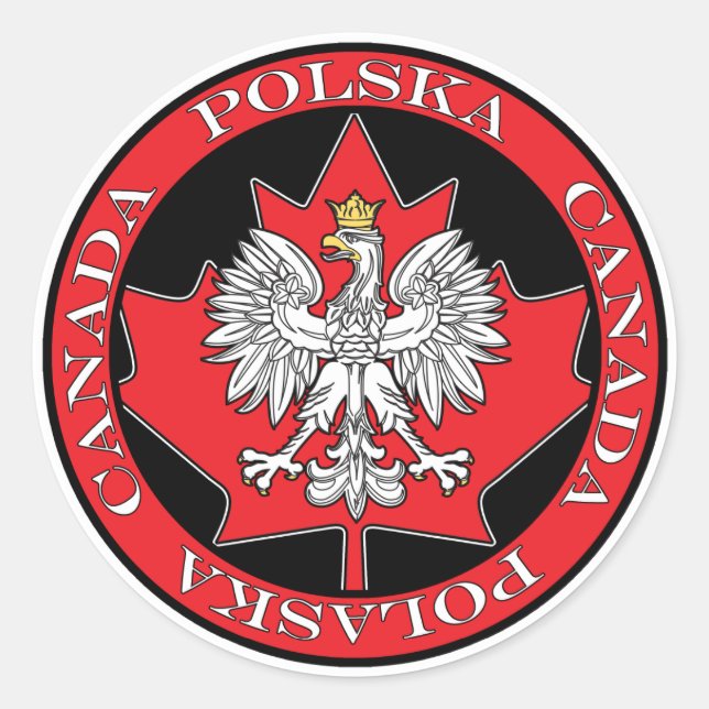Sticker Rond Feuille ronde Polska Canada (Devant)