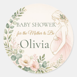 Sticker Rond Feuille : sceaux de baby shower botanique pour fut