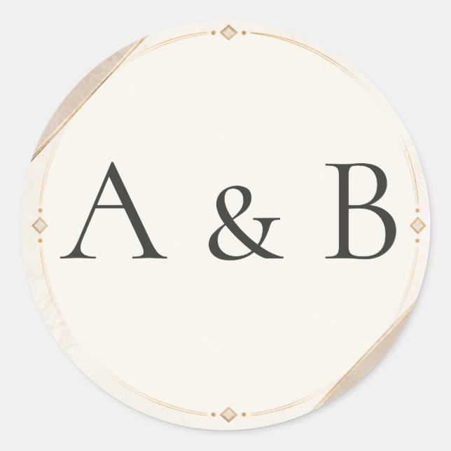 Sticker Rond Feuille : Sceaux d'enveloppe de mariage à monogram (Devant)