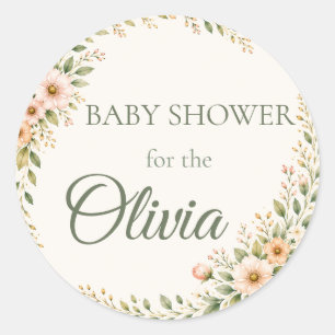 Sticker Rond Feuille : sceaux pour Baby Shower botanique pour l