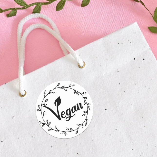 Sticker Rond Feuille végane élégante (Créateur téléchargé)