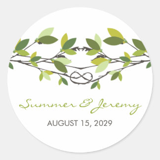 Sticker Rond Feuille vert noué amoureux arbres Mariage d'été