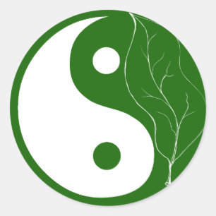 Sticker Rond Feuille verte Yin Yang
