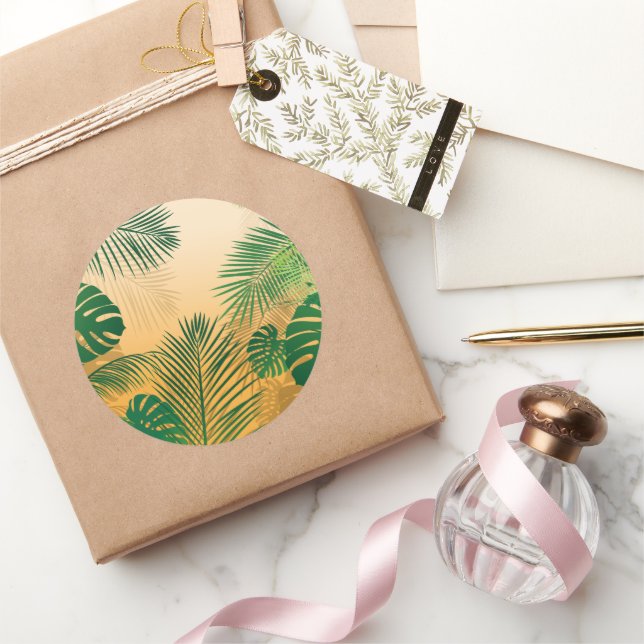 Sticker Rond Feuilles 4 (Cadeaux)