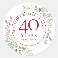 Feuilles Aquarelle Douce 40e Anniversaire