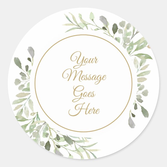 Sticker Rond Feuilles Aquarelles Douces (Devant)