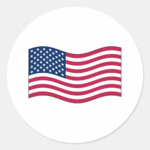Sticker Rond Feuilles autocollantes Waving USA Flag