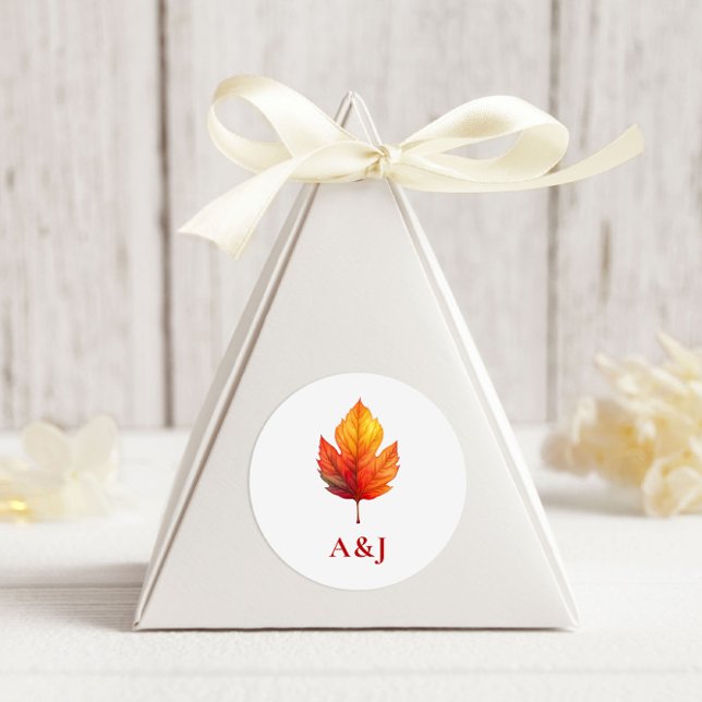 Sticker Rond Feuilles Automne automne rouille Mariage moderne (Créateur téléchargé)