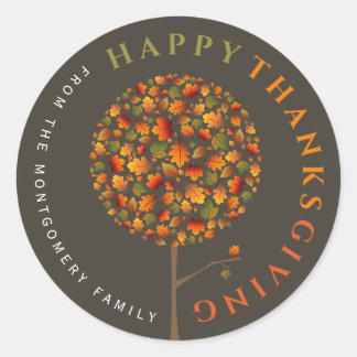 Sticker Rond Feuilles Automne Bon thanksgiving Pop Tree Automne