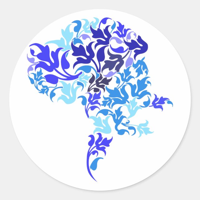 Sticker Rond Feuilles bleues Grand Danois (Devant)