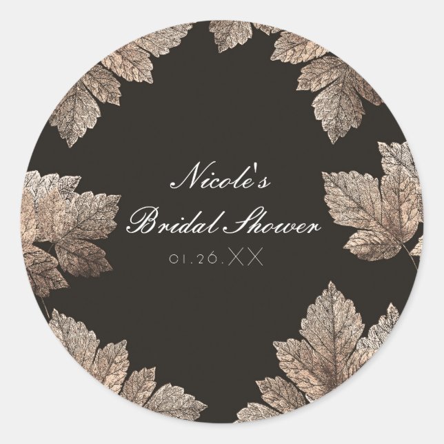 Sticker Rond Feuilles bronze et brun foncé, faveur rustique d'a (Devant)