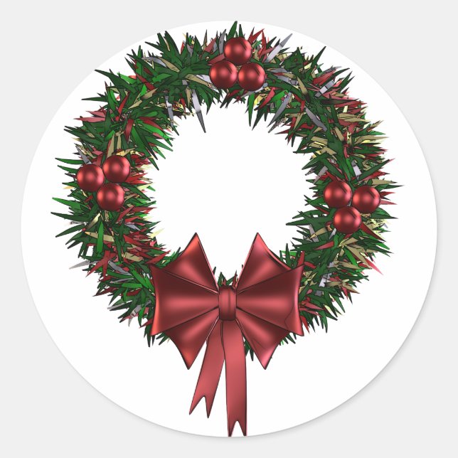 Sticker Rond Feuilles d'autocollants de couronne de vacances (Devant)