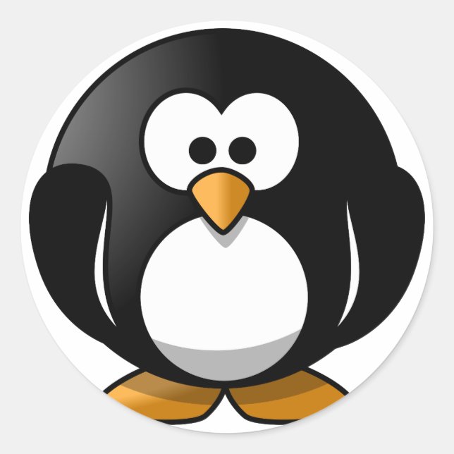 Sticker Rond Feuilles d'autocollants ronds en pingouin pour enf (Devant)