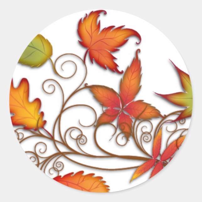 Sticker Rond Feuilles d'automne (Devant)