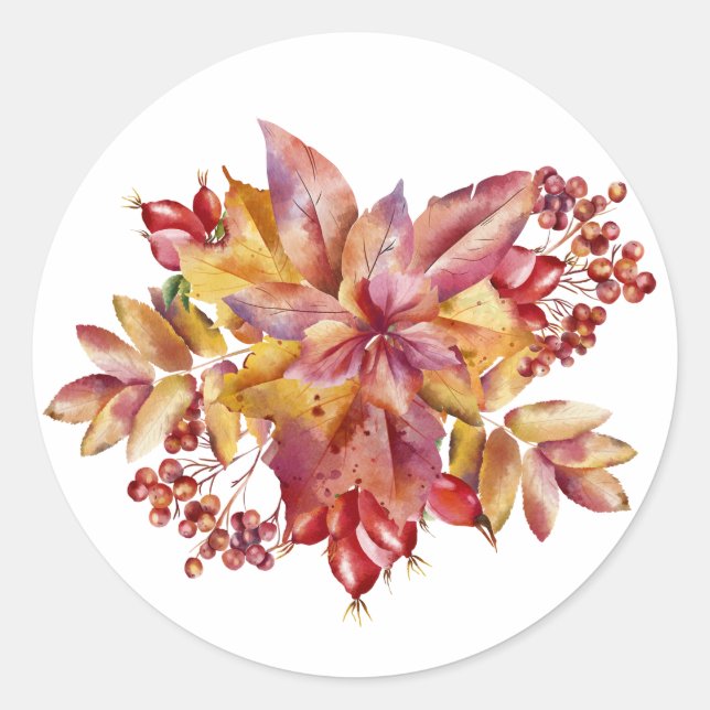 Sticker Rond Feuilles d'automne (Devant)