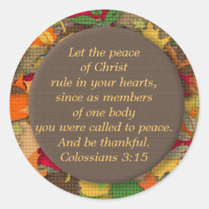 Sticker Rond Feuilles d'automne Bible Verse-Thankfulness Sticke