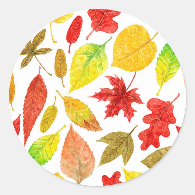 Sticker Rond Feuilles d'automne blanc (Devant)