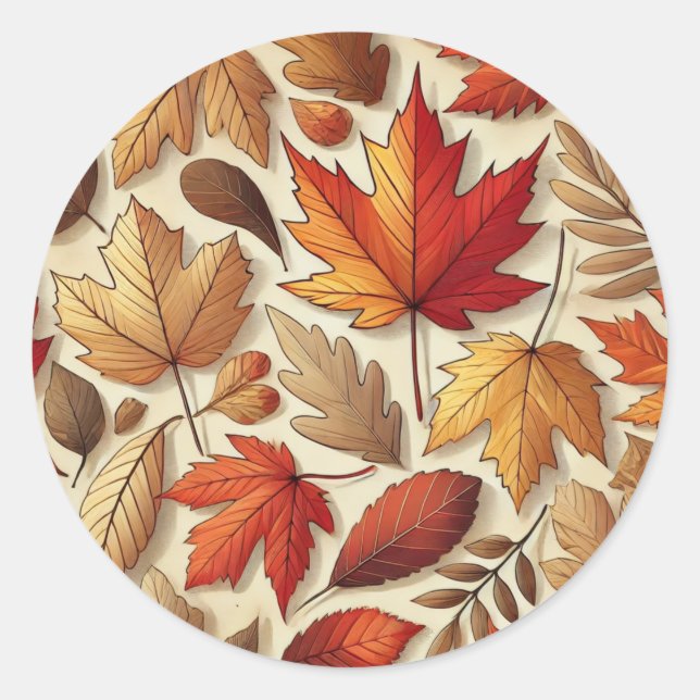 Sticker Rond feuilles d'automne classiques (Devant)