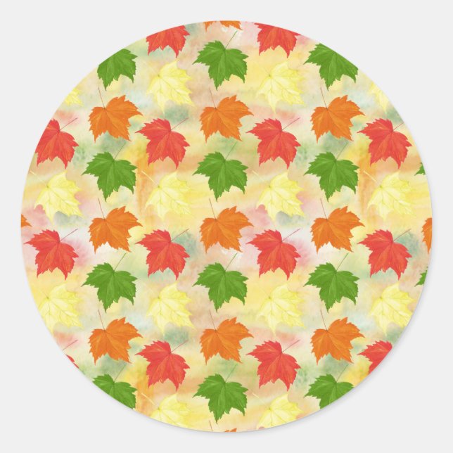 Sticker Rond feuilles d'automne de l'aquarelle (Devant)