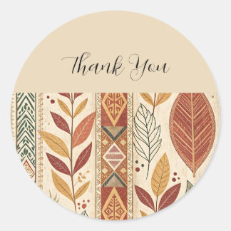 Sticker Rond Feuilles d'automne et motif tribal Boho