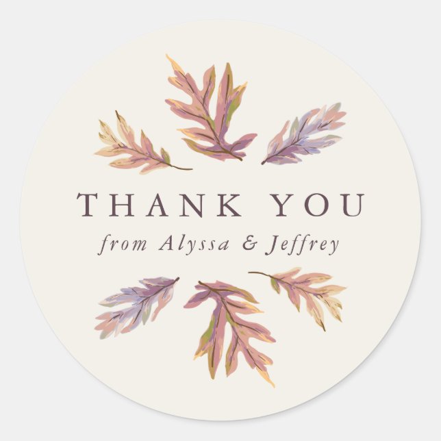 Sticker Rond Feuilles d'automne mariage merci pour (Devant)