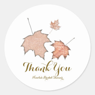 Sticker Rond Feuilles D'automne Pailletées Hiver Automne Doré F