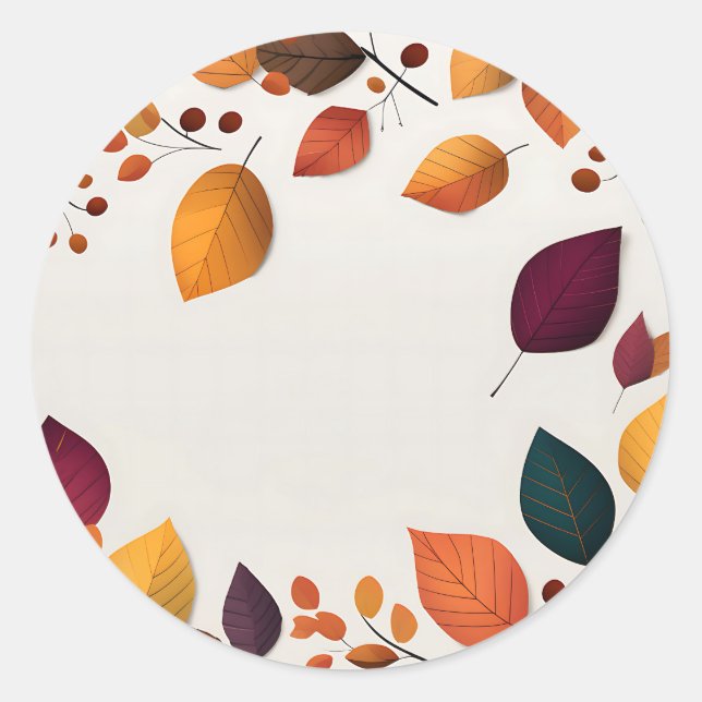 Sticker Rond Feuilles d'automne vibrantes (Devant)