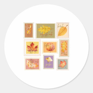 Sticker Rond Feuilles de automne vintages _ Timbres de feuilles