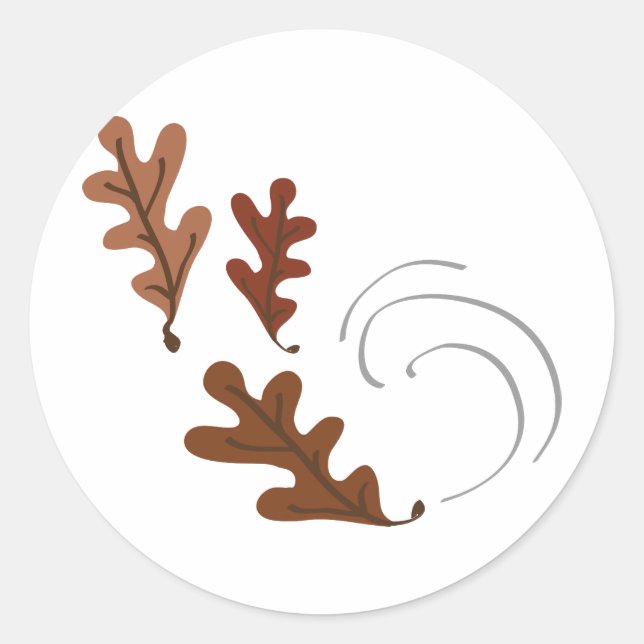 Sticker Rond Feuilles de chêne (Devant)