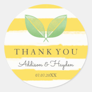 Sticker Rond Feuilles de Citron Jaune & Vert Merci