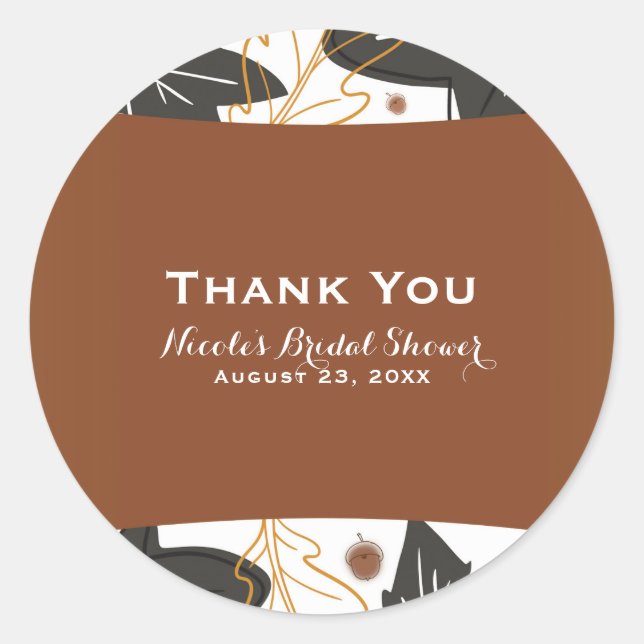 Sticker Rond Feuilles de couleur et glands fantaisistes d'autom (Devant)