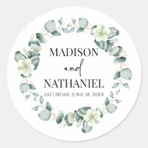 Sticker Rond Feuilles de eucalyptus vertes verdure botanique ma