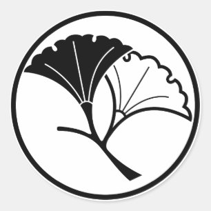 Sticker Rond Feuilles de ginkgo yin et yang en anneau filiforme