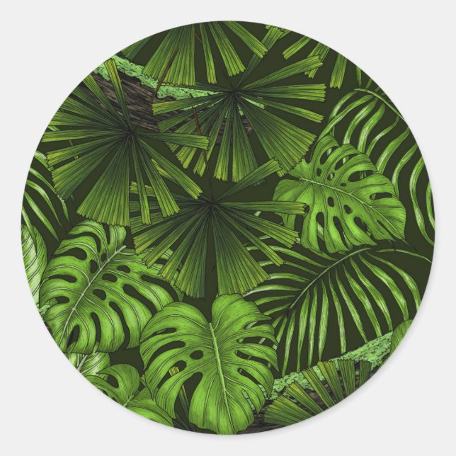 Sticker Rond Feuilles de la jungle (Devant)