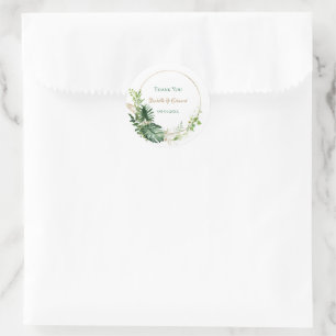 Sticker Rond Feuilles de Monstera vertes tropicales géométrique