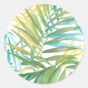 Sticker Rond Feuilles de palmiers tropicaux