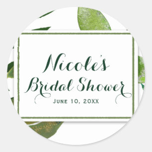 Sticker Rond Feuilles de plante glamour botanique vert mariage