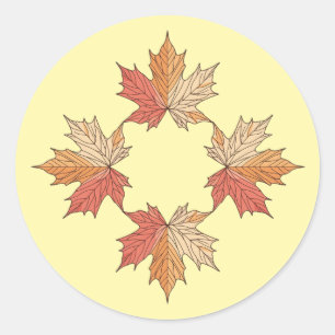 Sticker Rond Feuilles d'érable d'automne géométrie