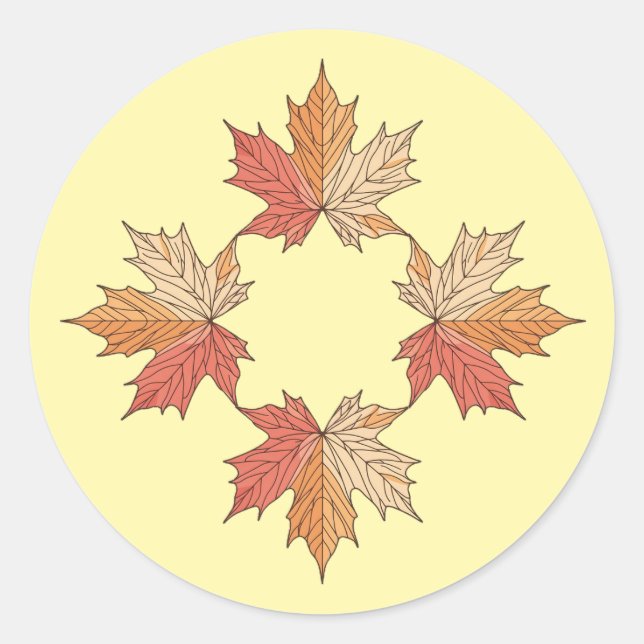 Sticker Rond Feuilles d'érable d'automne géométrie (Devant)