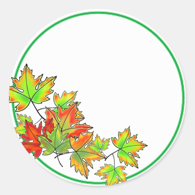 Sticker Rond Feuilles d'érable multicolores (Devant)